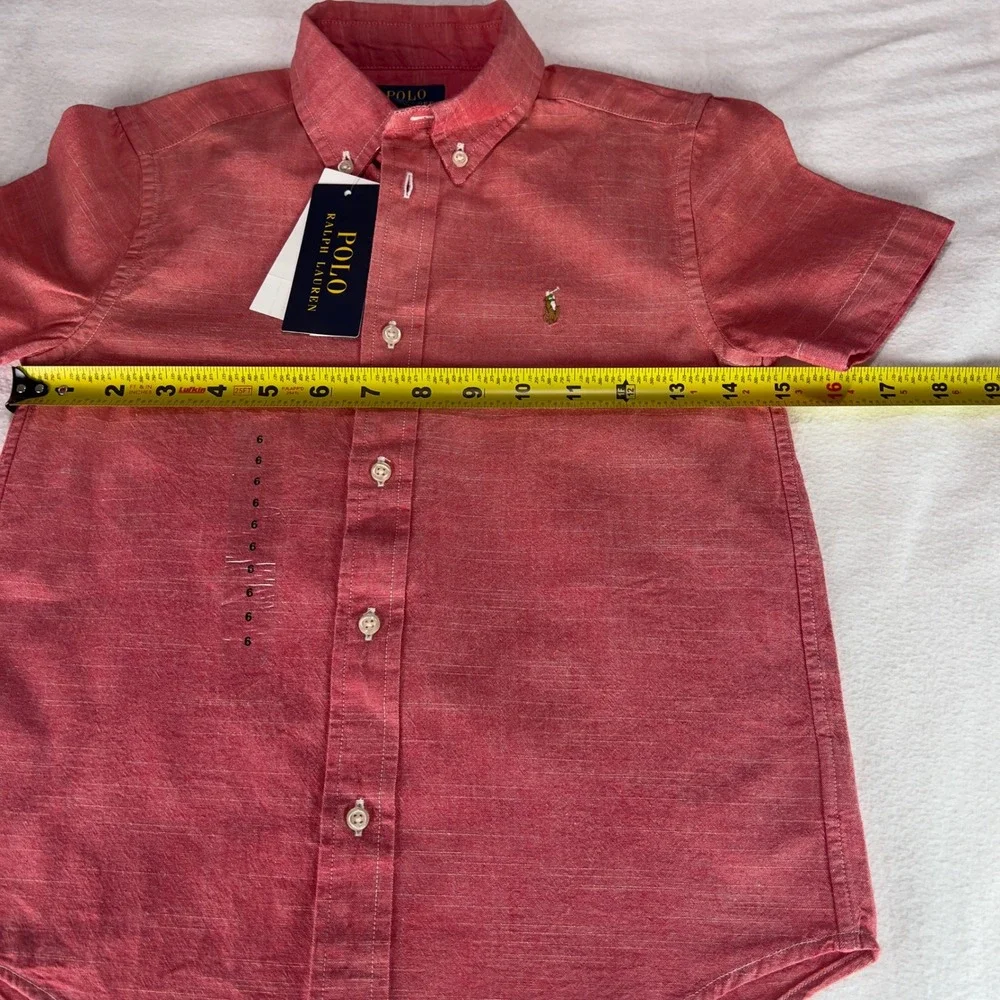 NWT Polo Ralph Lauren Kids Red Short Sleeve Button Down Shirt Size 6